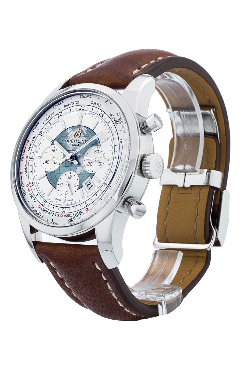 Watchfinder & Co. Breitling Preowned 2020 Transocean Chronograph Unitime Automatic Leather Strap Watch, 46mm, Alternate, color, 