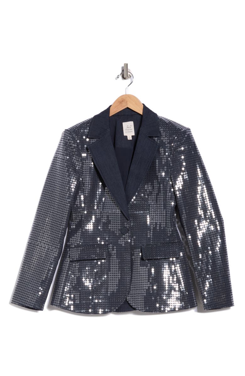 Cinq à Sept Skyla Sequin Jacket, Alternate, color, Indigo/ Clear