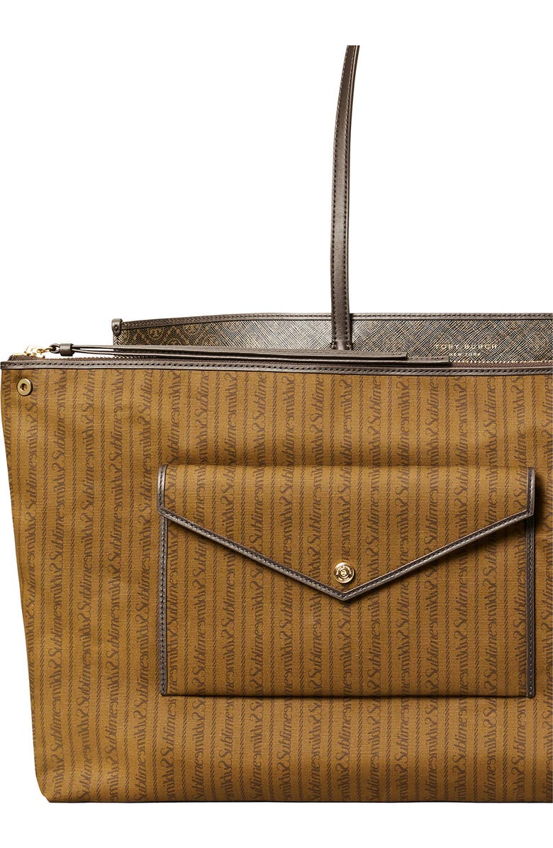 Tory Burch Perry Coated Canvas Tote, Alternate, color, French Press