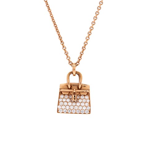 Birkin Amulette NM Pendant Necklace 18K Rose Gold and Diamonds