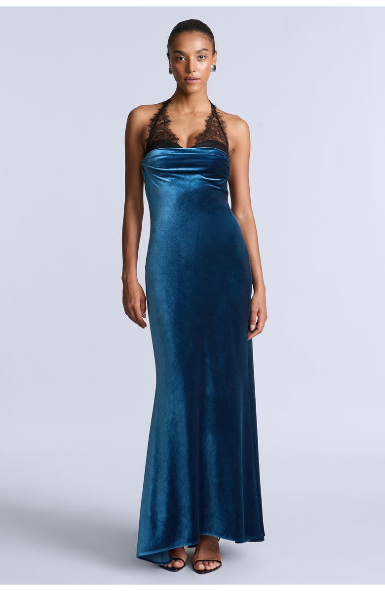 BCBGMAXAZRIA Lace Velvet Gown, Alternate, color,