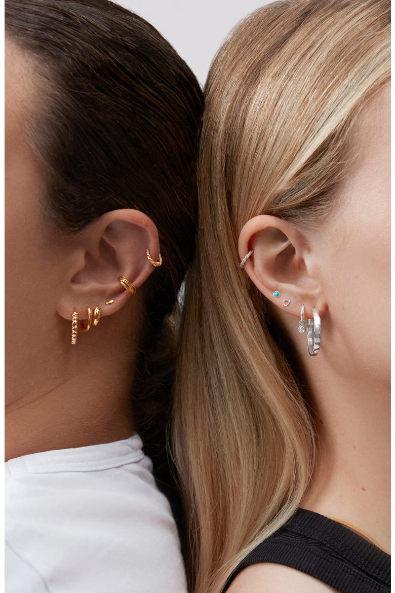 Medium Siren Muse Wave Hoop Earrings, Alternate, color, STERLING SILVER