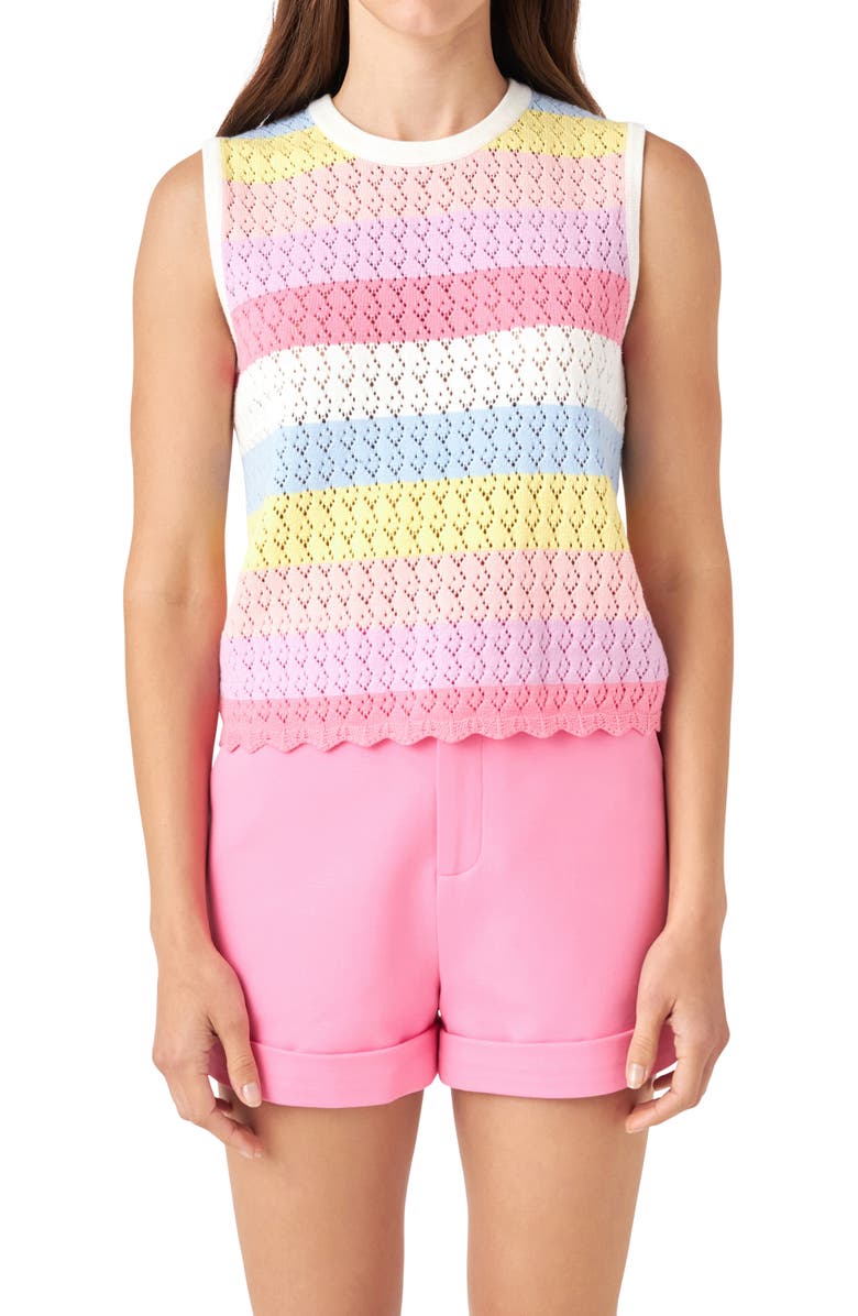English Factory Stripe Sleeveless Knit Top, Alternate, color, 