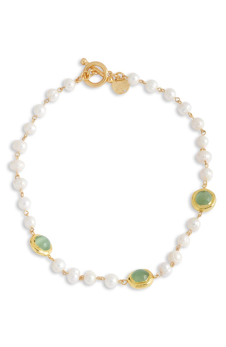 Karine Sultan Crystal Station Cultured Pearl Necklace, Main, color, Gold