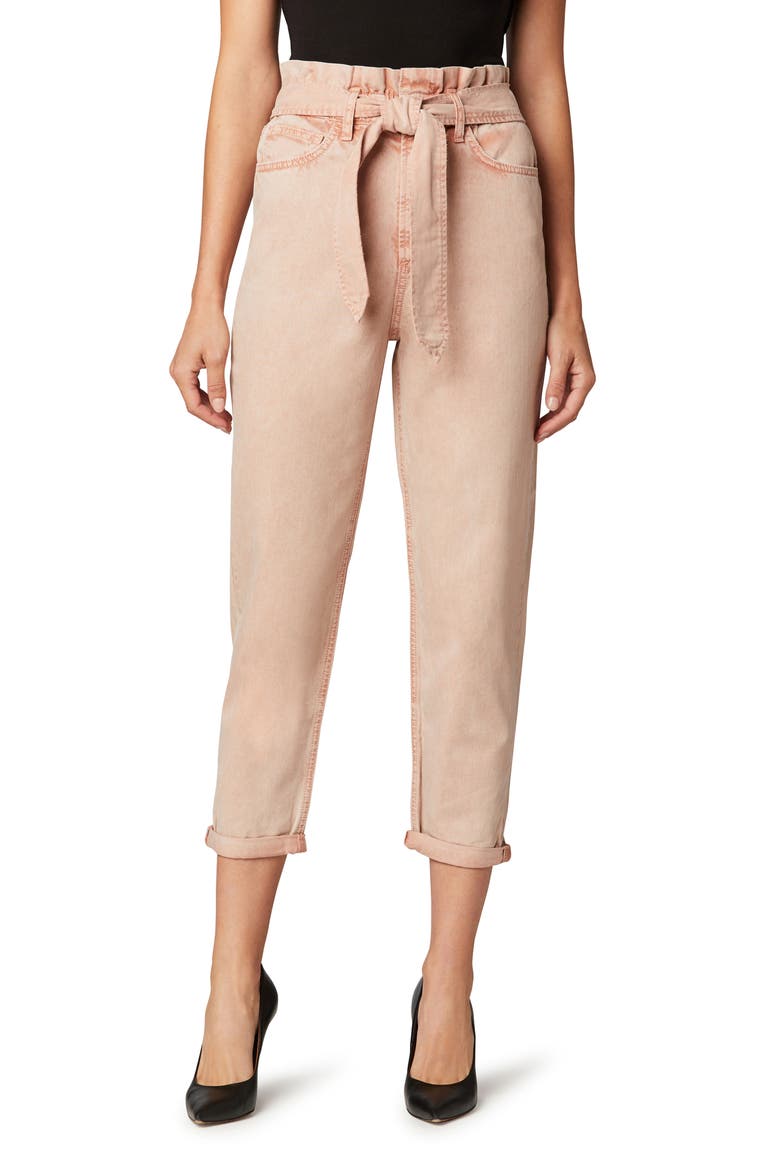 The Brinkley Paperbag Waist Crop Straight Leg Jeans, Main, color, HUSH