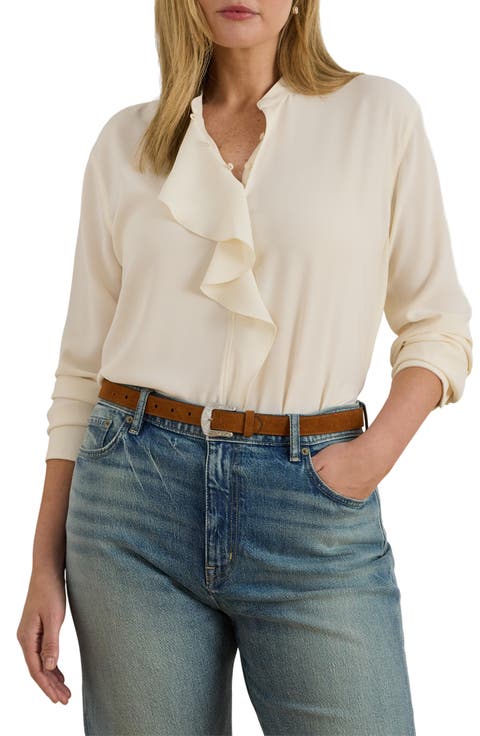 Ruffle Trim Georgette Tunic (Plus)