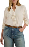Lauren Ralph Lauren Ruffle Trim Georgette Tunic