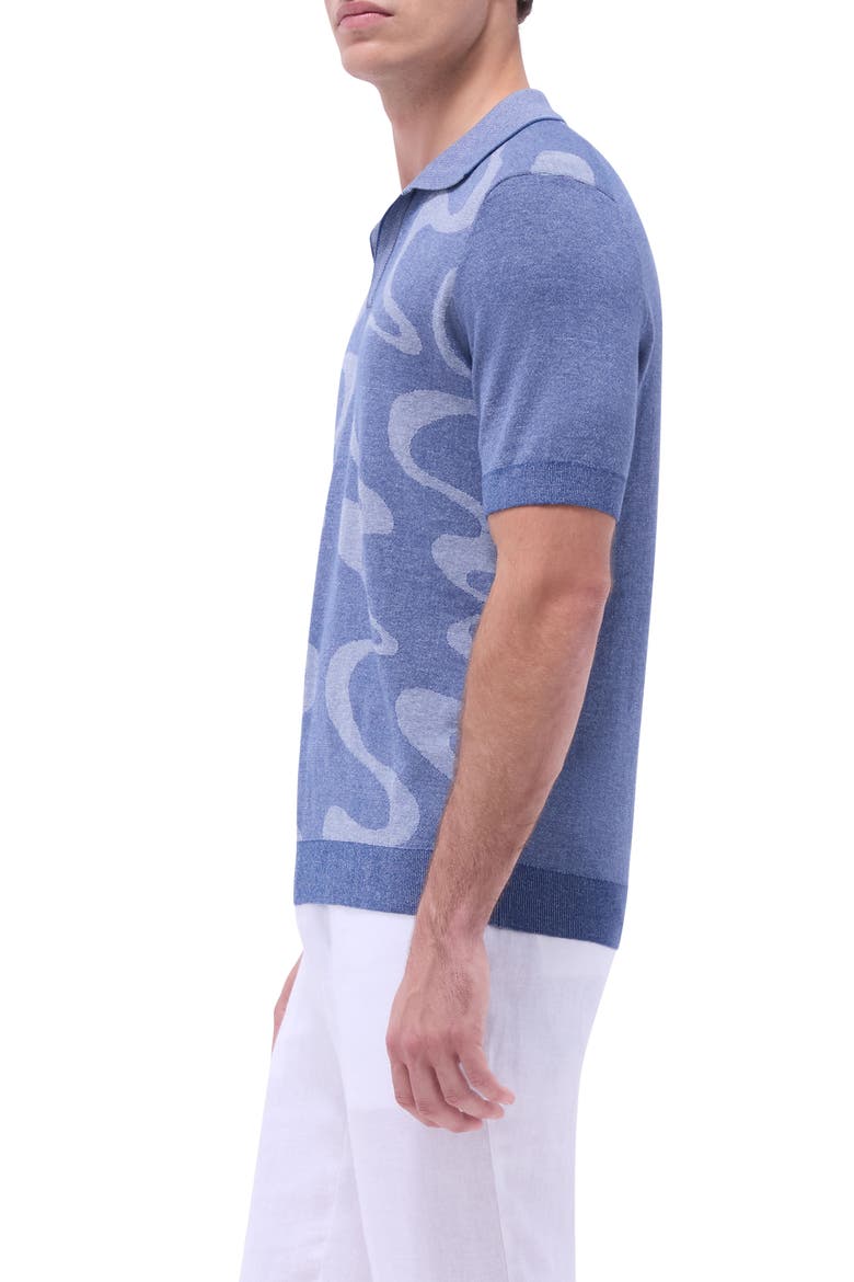 Johnny Collar Cotton & Silk Polo Sweater, Alternate, color, INDIGO