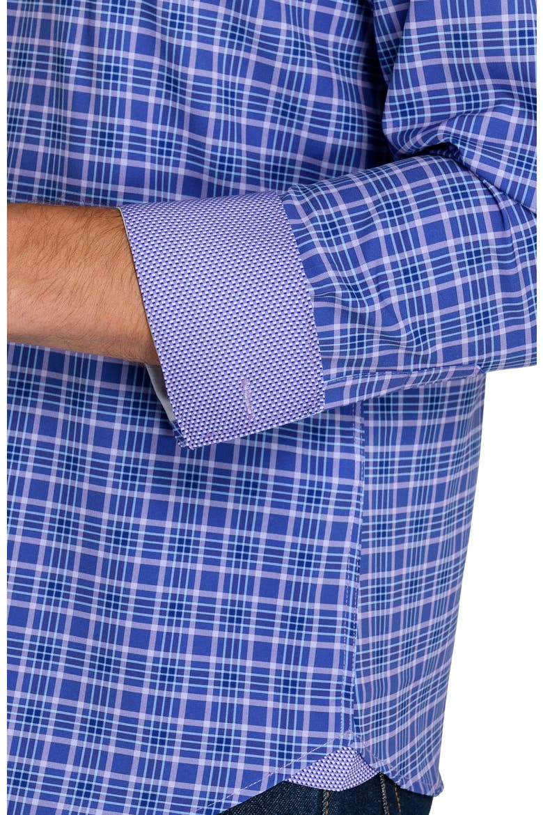 Slim Fit Hermon Plaid Performance Stretch Long Sleeve Shirt, Alternate, color, PURPLE