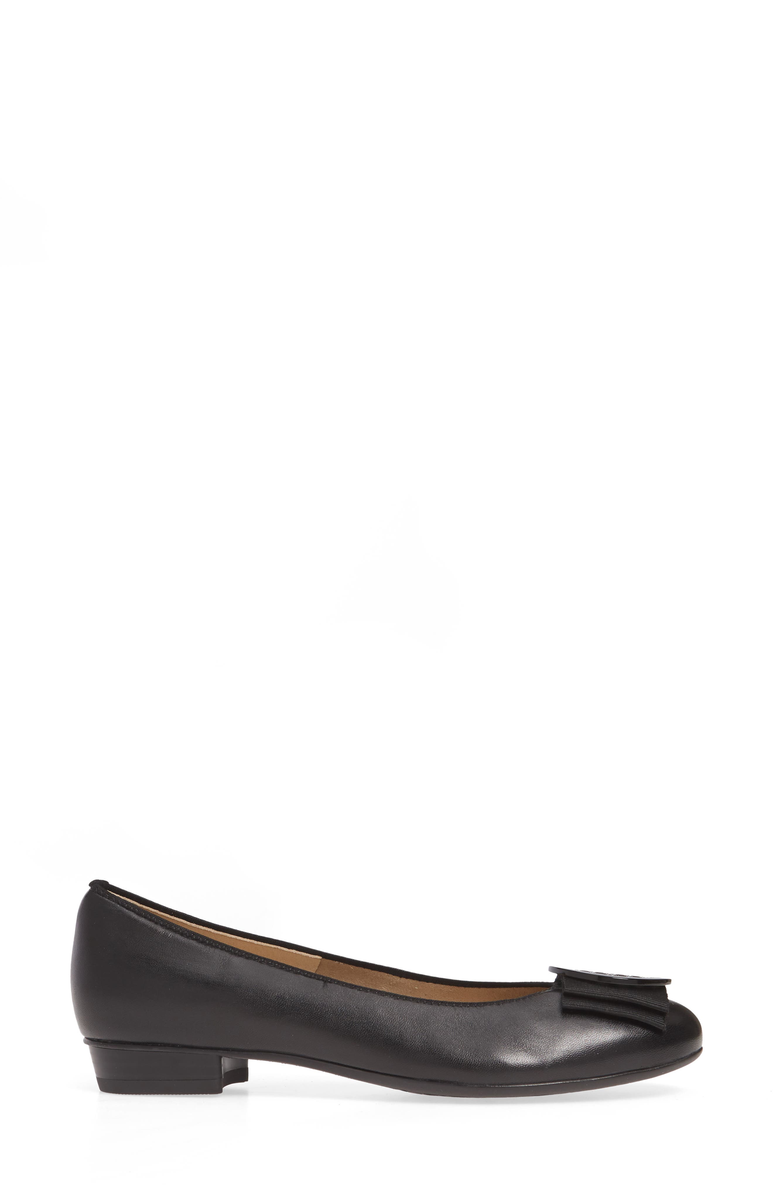 ara Bambi Flat, Alternate, color, Black Leather