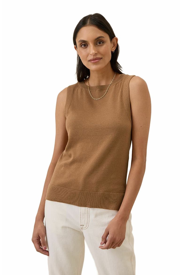Organic Cotton Classic Fine Knit Shell, Main, color, Brown Sugar