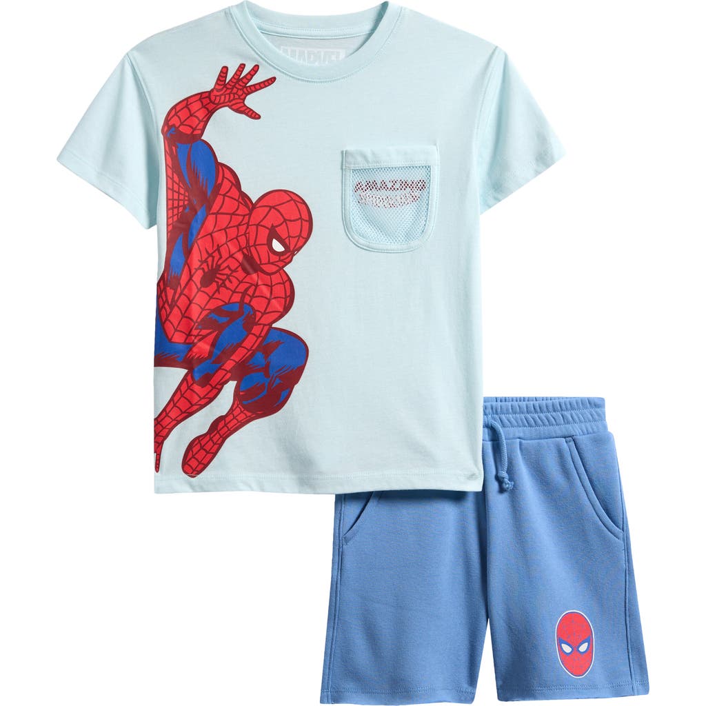Jem Kids' Spider-Man Mesh Pocket T-Shirt & Shorts Set in Blue  product