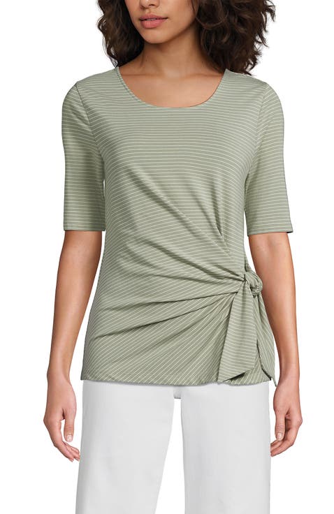 Lightweight Jersey Tie Front Top