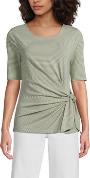 Lands' End Lightweight Jersey Tie Front Top