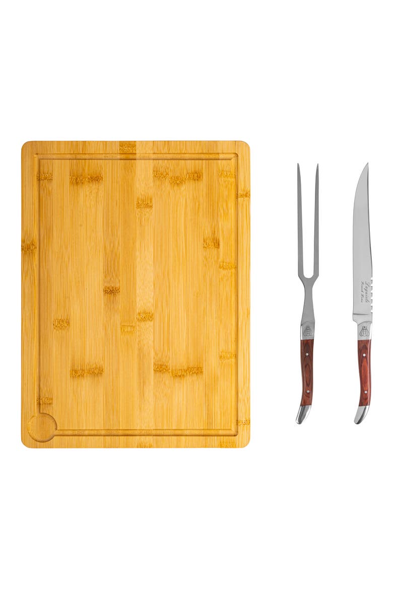 Laguiole Carving Board & Tools Set, Main, color, PAKKAWOOD/ BROWN
