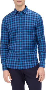 Bugatchi Karl Shaped Fit Buffalo Plaid Stretch Cotton Button-Up Shirt