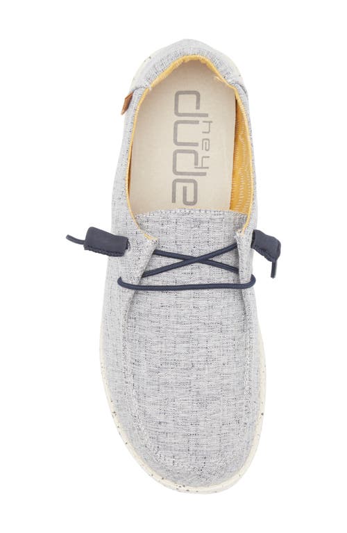 Hey Dude Wendy Chambray Slip-on Moc Toe Shoe In White Blue