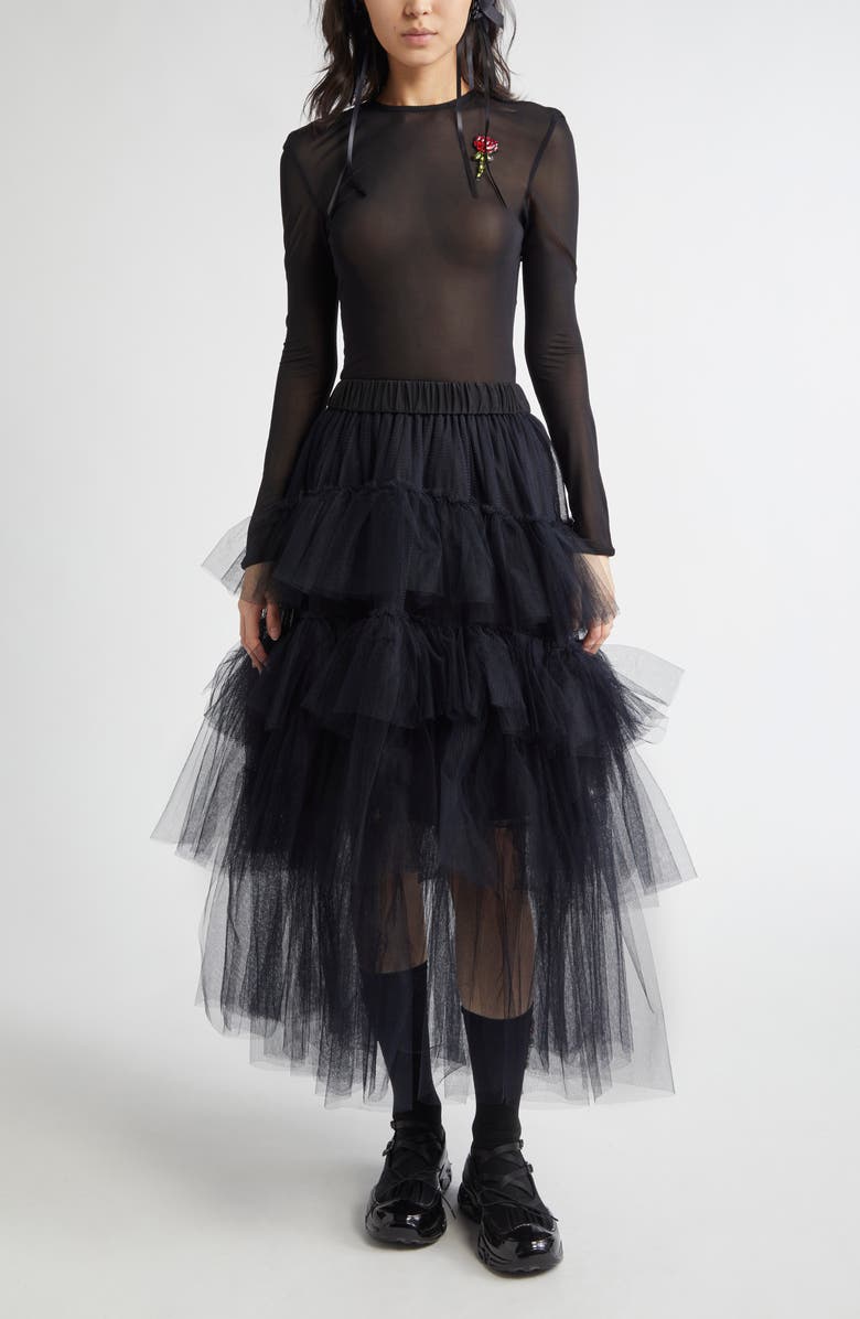 Simone Rocha Tiered Tulle Tutu Midi Skirt, Alternate, color, 