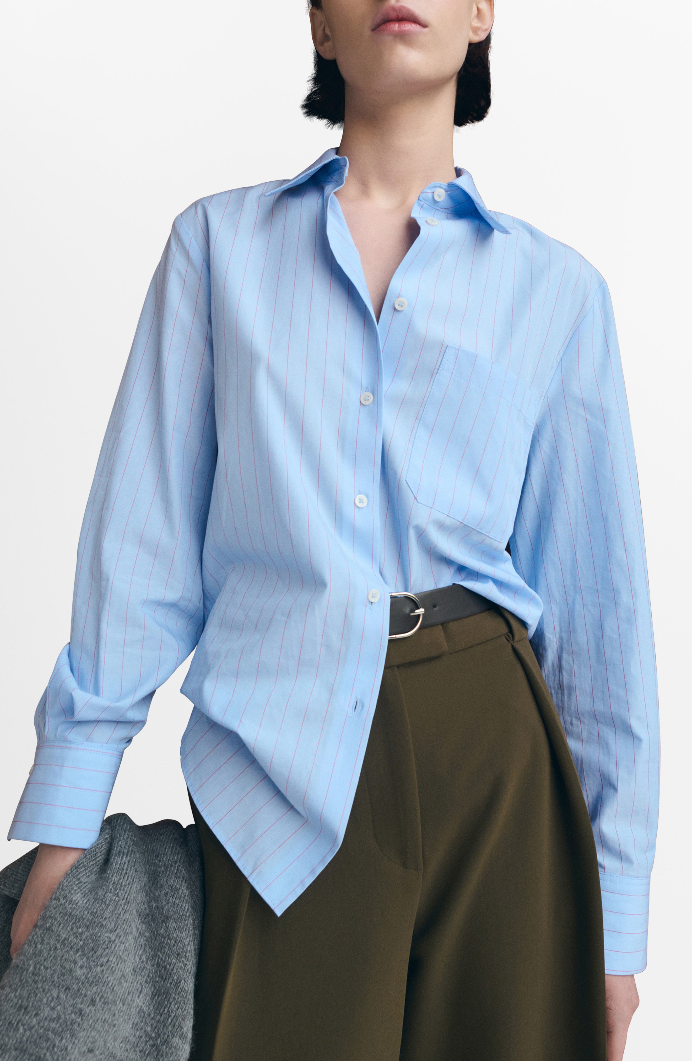 Stripe Poplin Button-Up Shirt