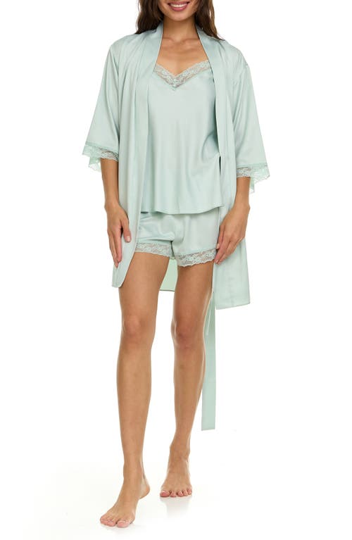 FLORA NIKROOZ FLORA NIKROOZ SONIA SATIN CHARMEUSE 3-PIECE PAJAMA SET