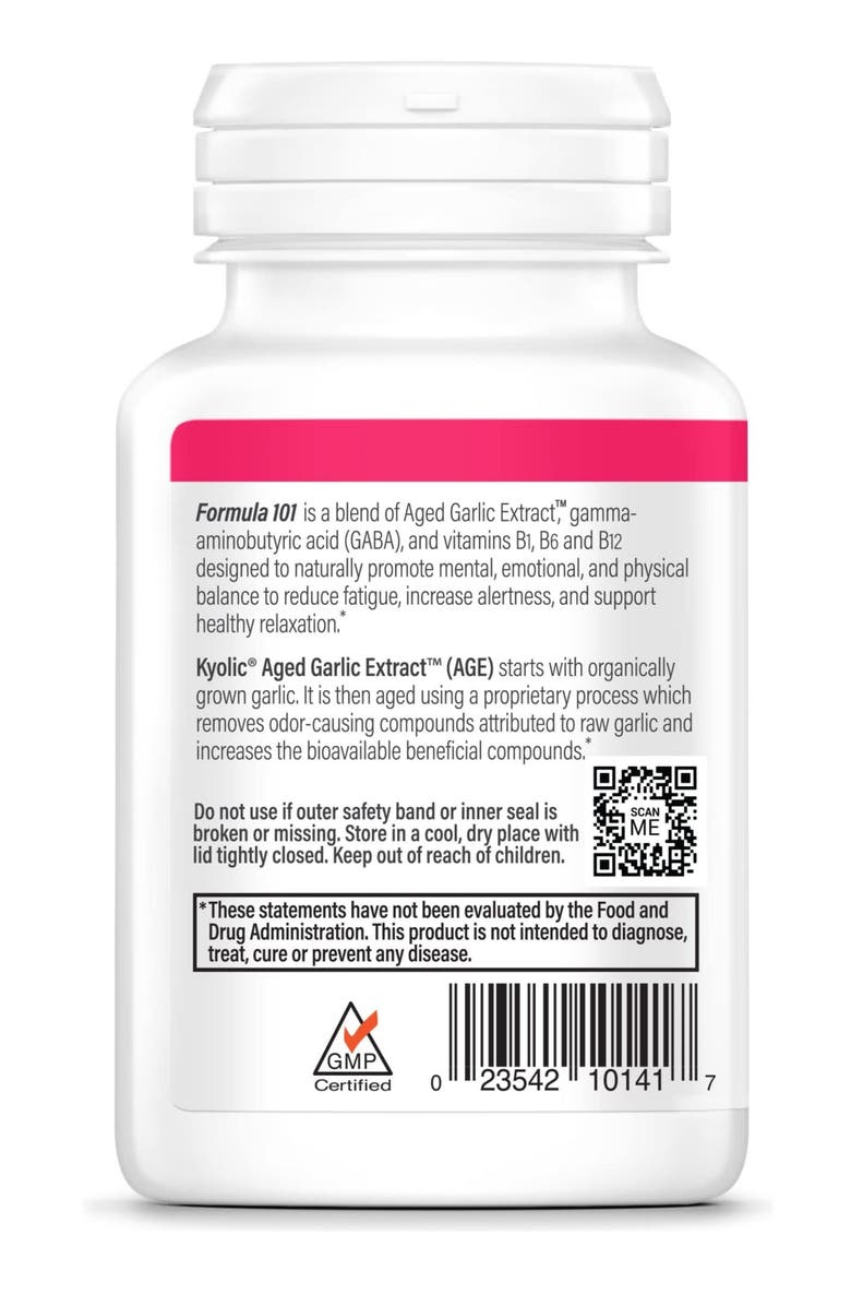 Kyolic Aged Garlic Extract Formula 101, Stress and Fatigue Relief, 100 capsules., Alternate, color, NO COLOR