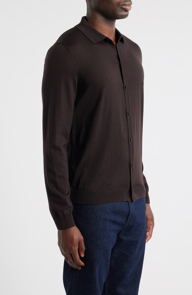 BOSS Helbert Wool Cardigan, Alternate, color, Dark Brown