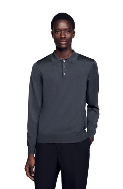 Sandro Ribbed Polo Shirt In Fonte