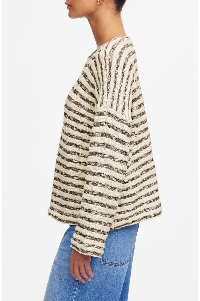 Stripe Crewneck Long Sleeve T-Shirt, Alternate, color, NATURAL