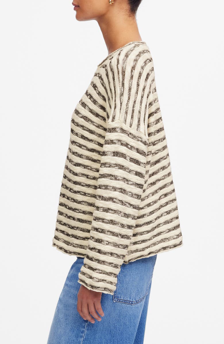 Madewell Stripe Crewneck Long Sleeve T-Shirt, Alternate, color, Natural