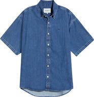 Carhartt Work In Progress Lucas Short Sleeve Cotton Denim Button-Down Shirt