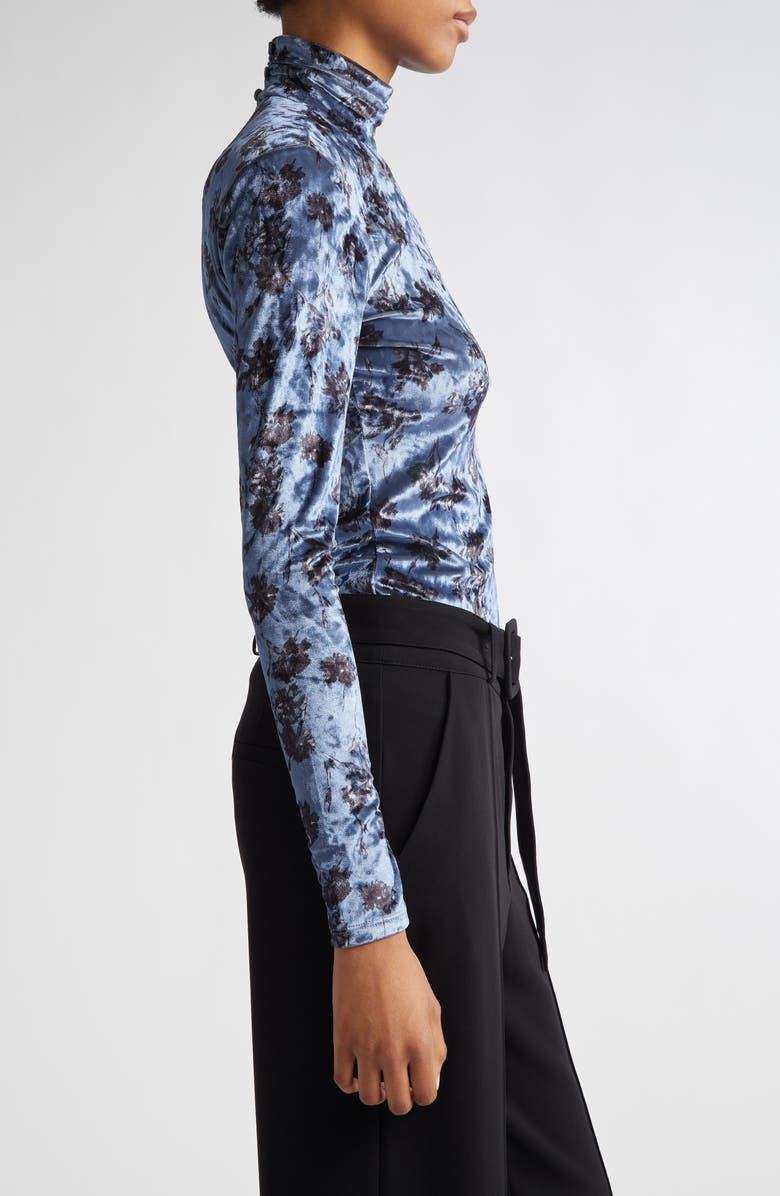 Cinq à Sept Kiara Carnation Print Velvet Turtleneck, Alternate, color,