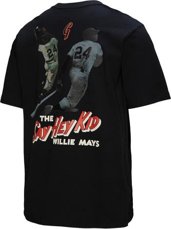 Men's Mitchell & Ness Willie Mays Black San Francisco Giants Legends Collection Vintage Logo T-Shirt