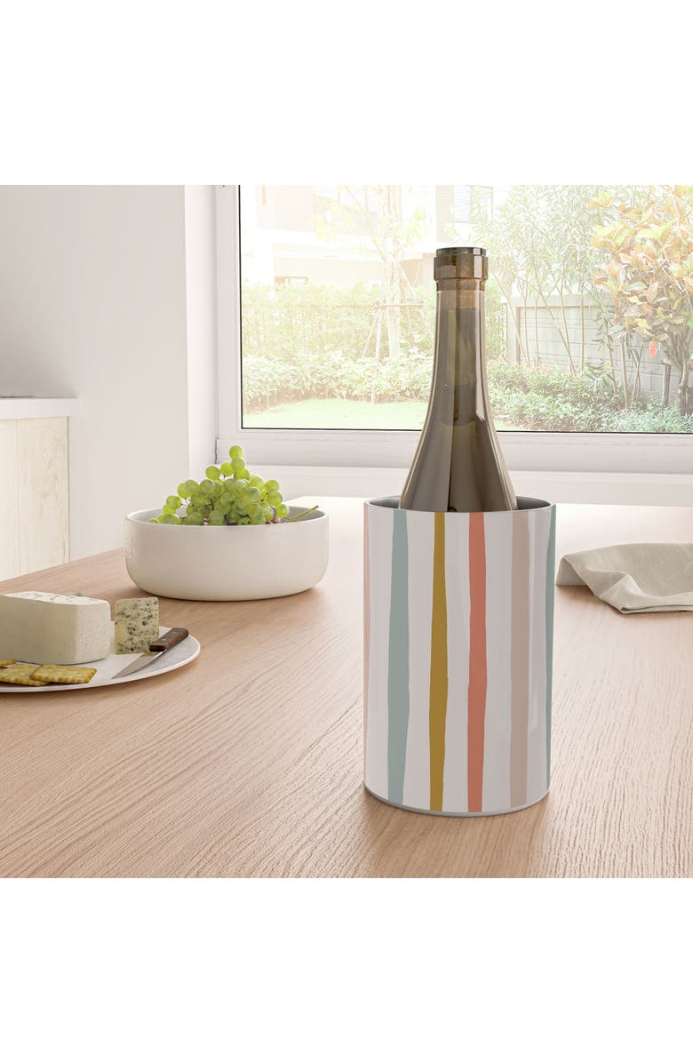 Deny Designs Colorful Stripes Stainless Steel Wine Chiller, Alternate, color, Pink