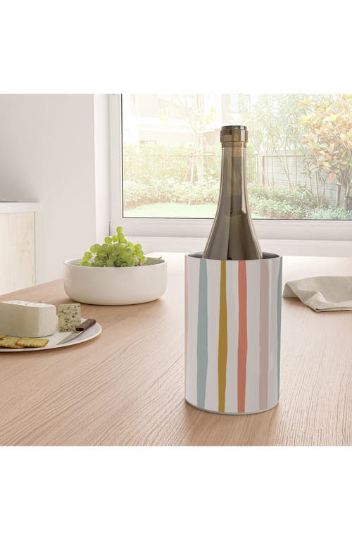 Deny Designs Colorful Stripes Stainless Steel Wine Chiller In Pink