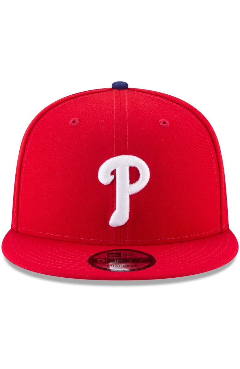 New Era Men's New Era Red Philadelphia Phillies Team Color 9FIFTY Snapback Hat, Alternate, color, 