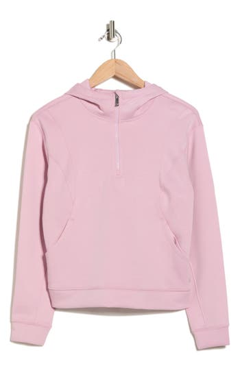 Apana Stellar Scuba Knit Quarter Zip Hoodie In Pink