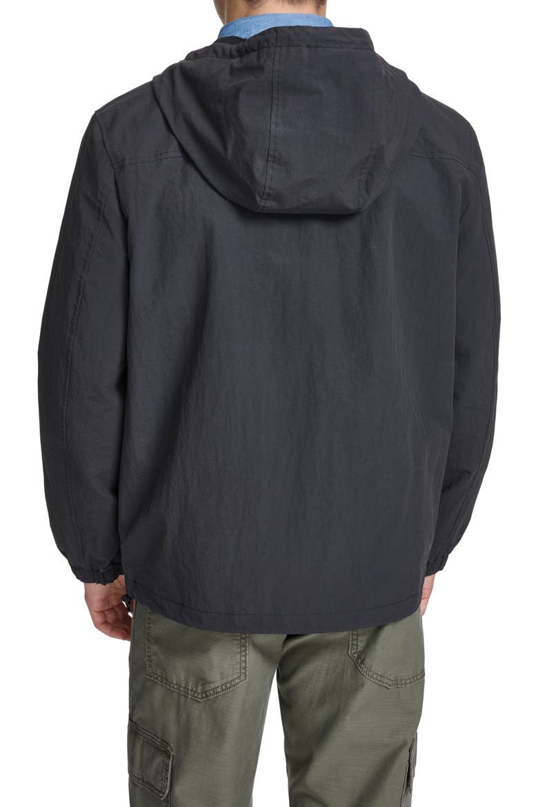 Water Resistant Hooded Nylon & Cotton Jacket, Alternate, color, BLACK