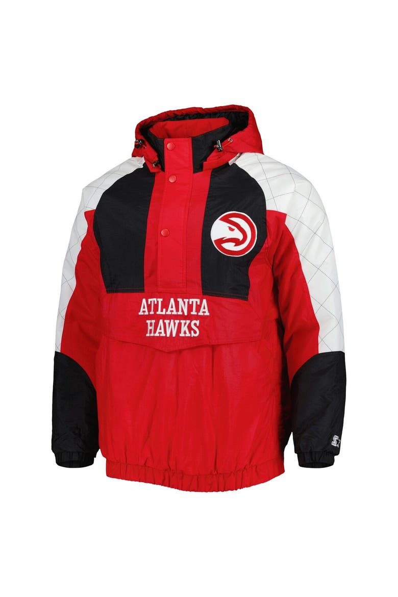 Men's Starter Red Atlanta Hawks Body Check Raglan Hoodie Half-Zip Jacket, Alternate, color, Red