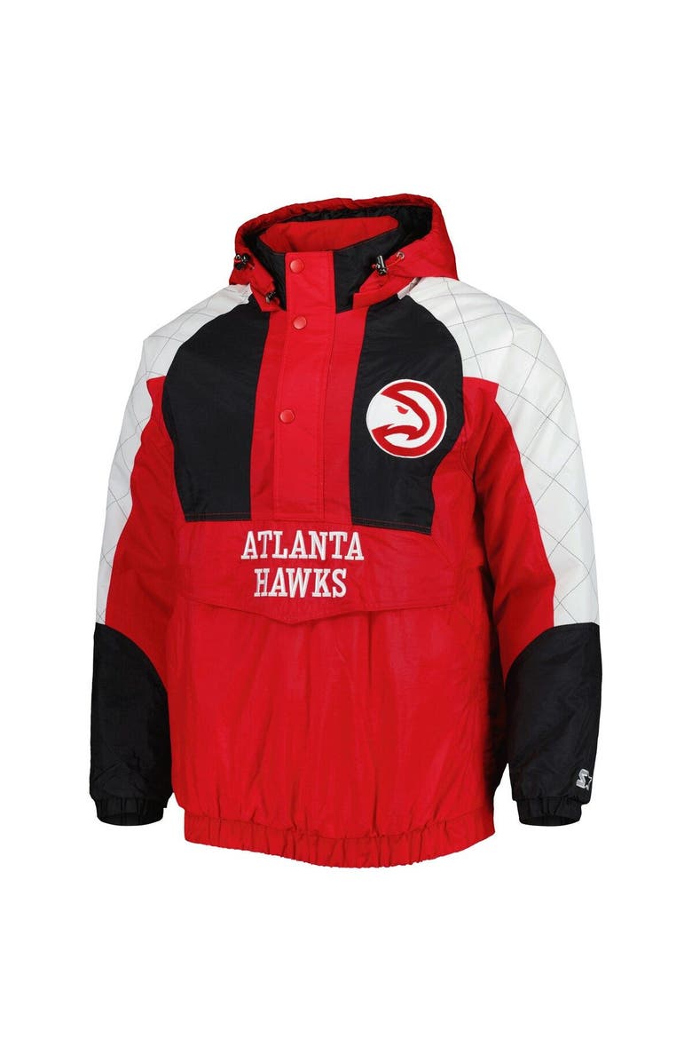 STARTER Men's Starter Red Atlanta Hawks Body Check Raglan Hoodie Half-Zip Jacket, Alternate, color, Red