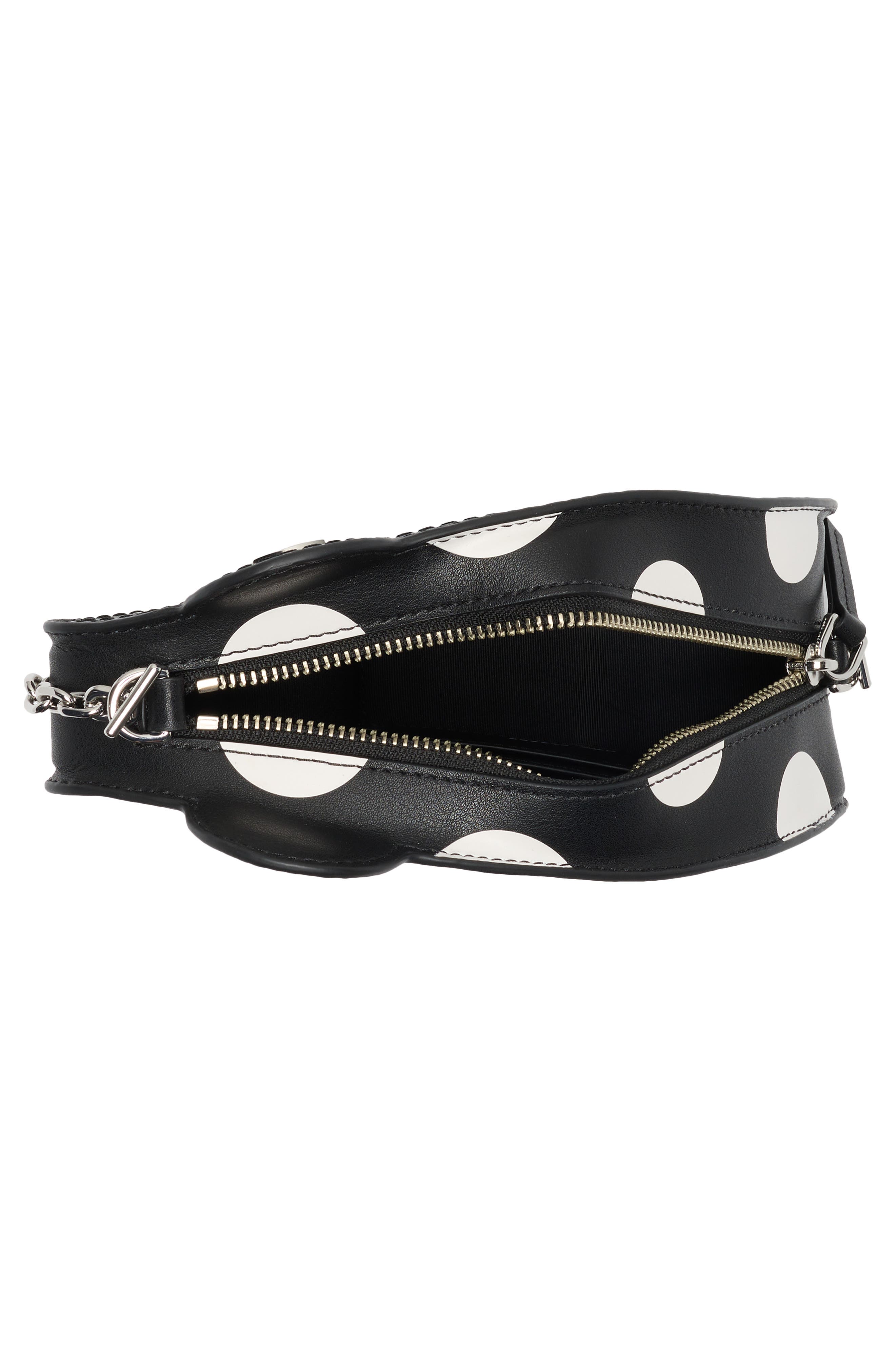The Leather Polka Dot Crossbody Bag, Alternate, color, BLACK/WHITE