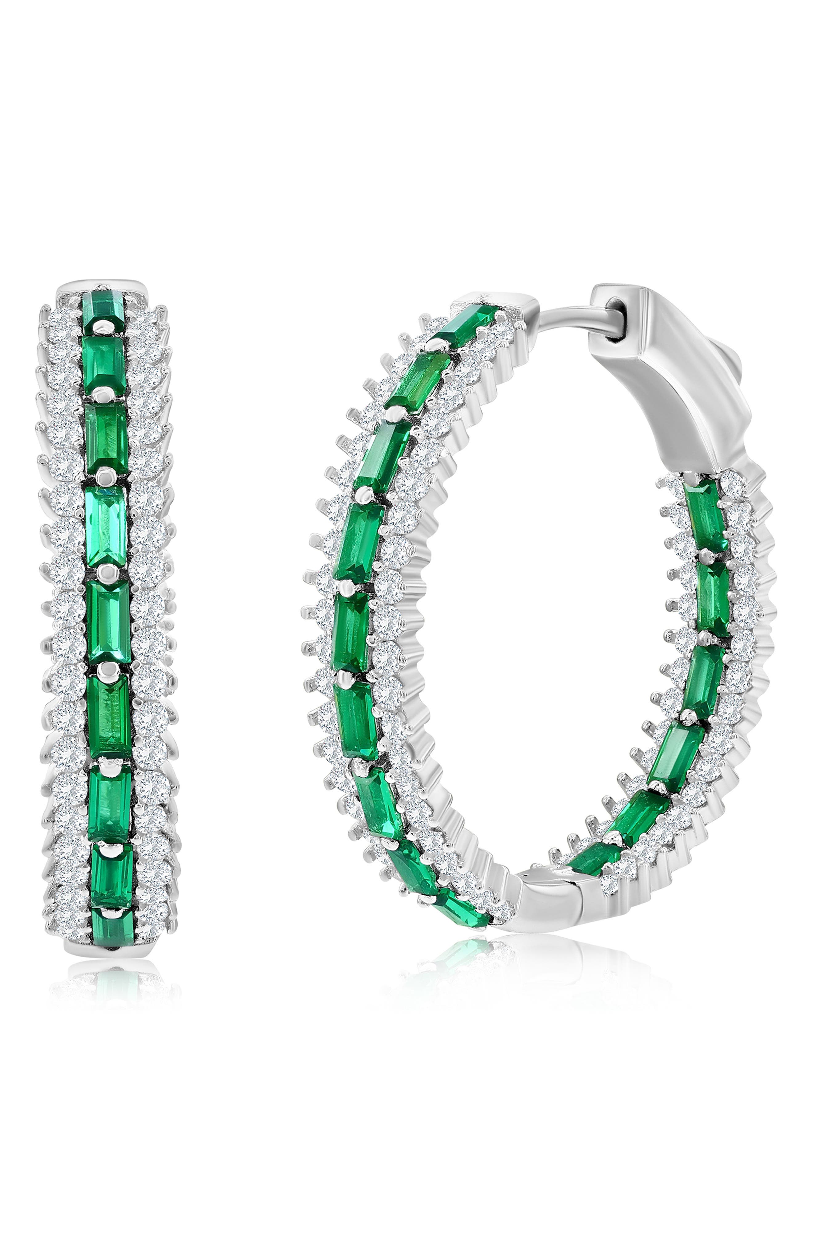 SIMONA CZ & Lab-Grown Stone Hoop Earrings