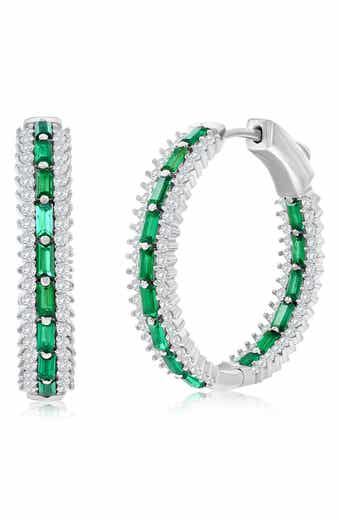 CZ & Lab-Grown Stone Hoop Earrings