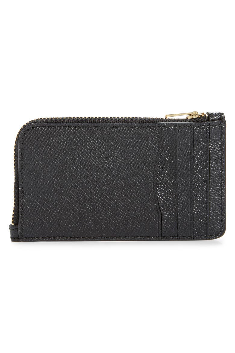 Small Leather Zip Card Case, Alternate, color, GD/ BLACK