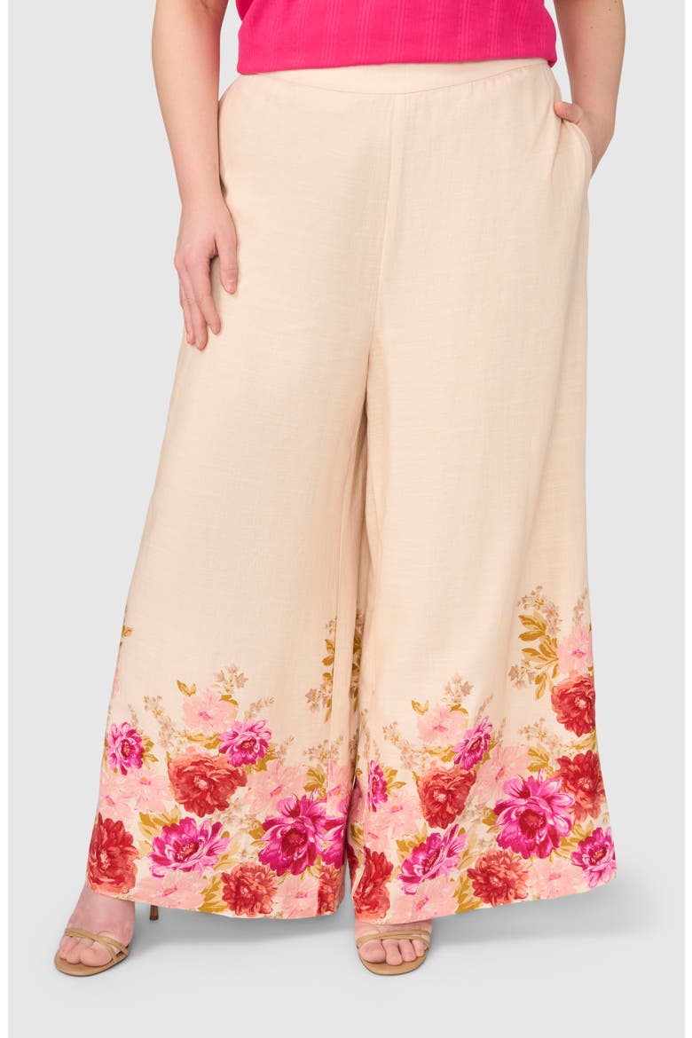 Floral Print Wide Leg Pants, Main, color, BUTTERCREAM