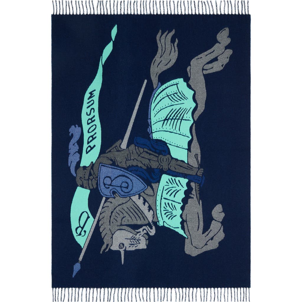 Burberry Ekd Wool Cashmere Blanket In Blue