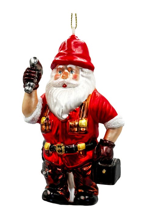 Handyman Santa Tool Belt Glass Ornament