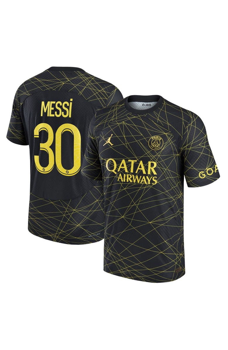 Nike Men's Jordan Brand Lionel Messi Black Paris Saint-Germain 2022/23 Fourth Vapor Match Authentic Player Jersey, Main, color, 