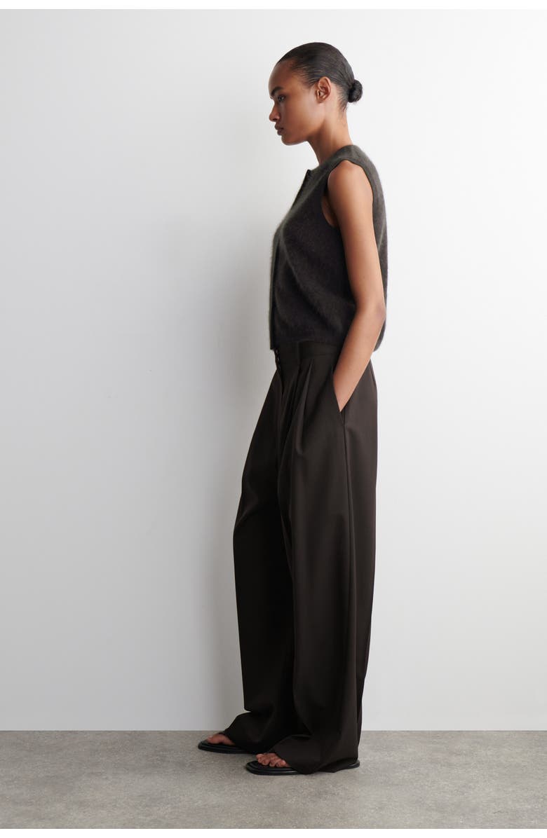COS Brushed-Cashmere Vest, Alternate, color, Dark Brown