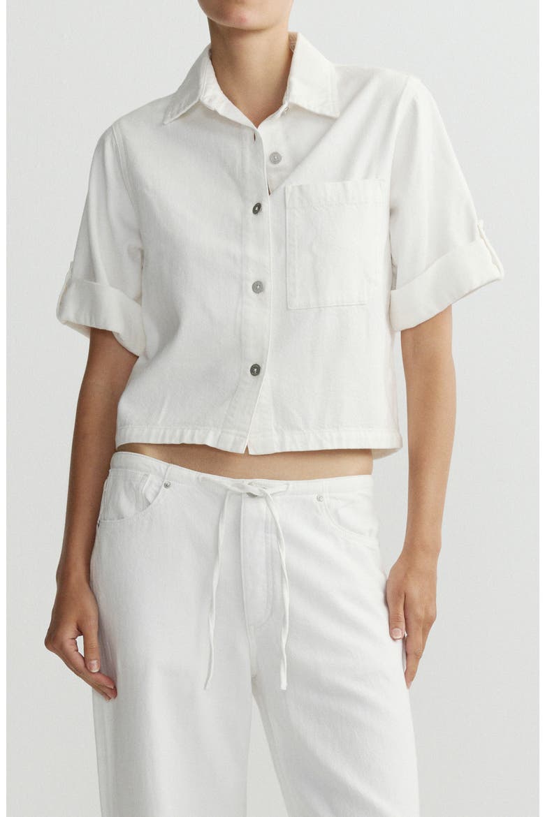 Montauk Cuff Sleeve Crop Shirt, Main, color, WHITE AURA