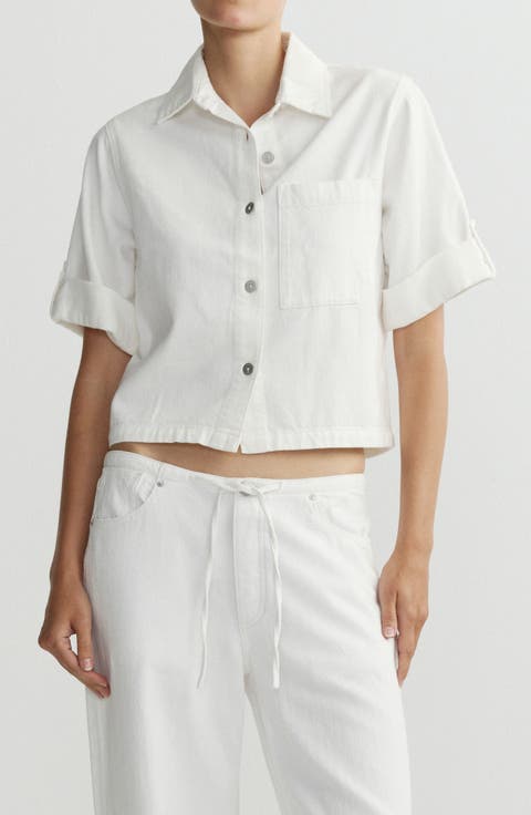 Montauk Cuff Sleeve Crop Shirt